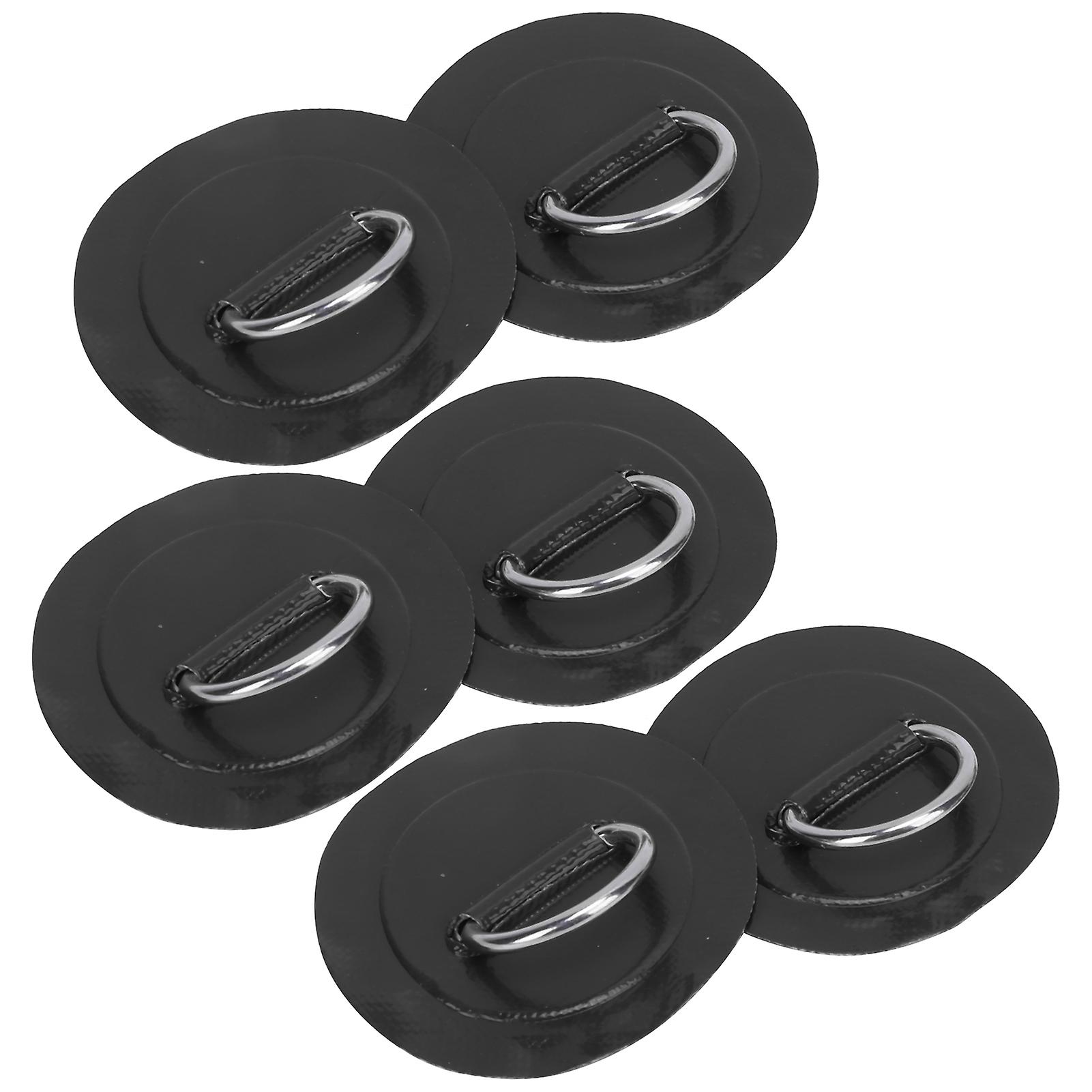 6 Pcs Inflatable Boat Dring Pad Patch Pvc Durable Marine Stainless Steel Fixed Buckleblack