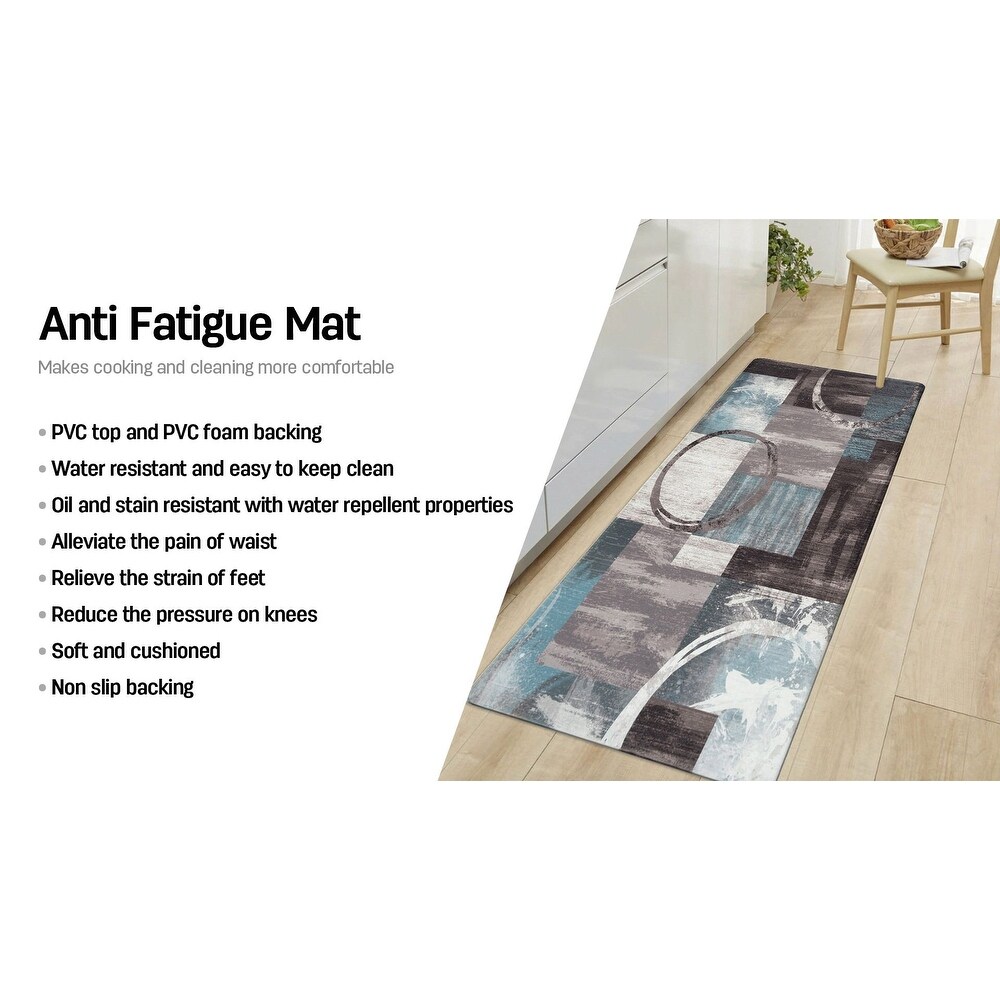 World Rug Gallery Contemporary Abstract Circles Anti Fatigue Standing Mat