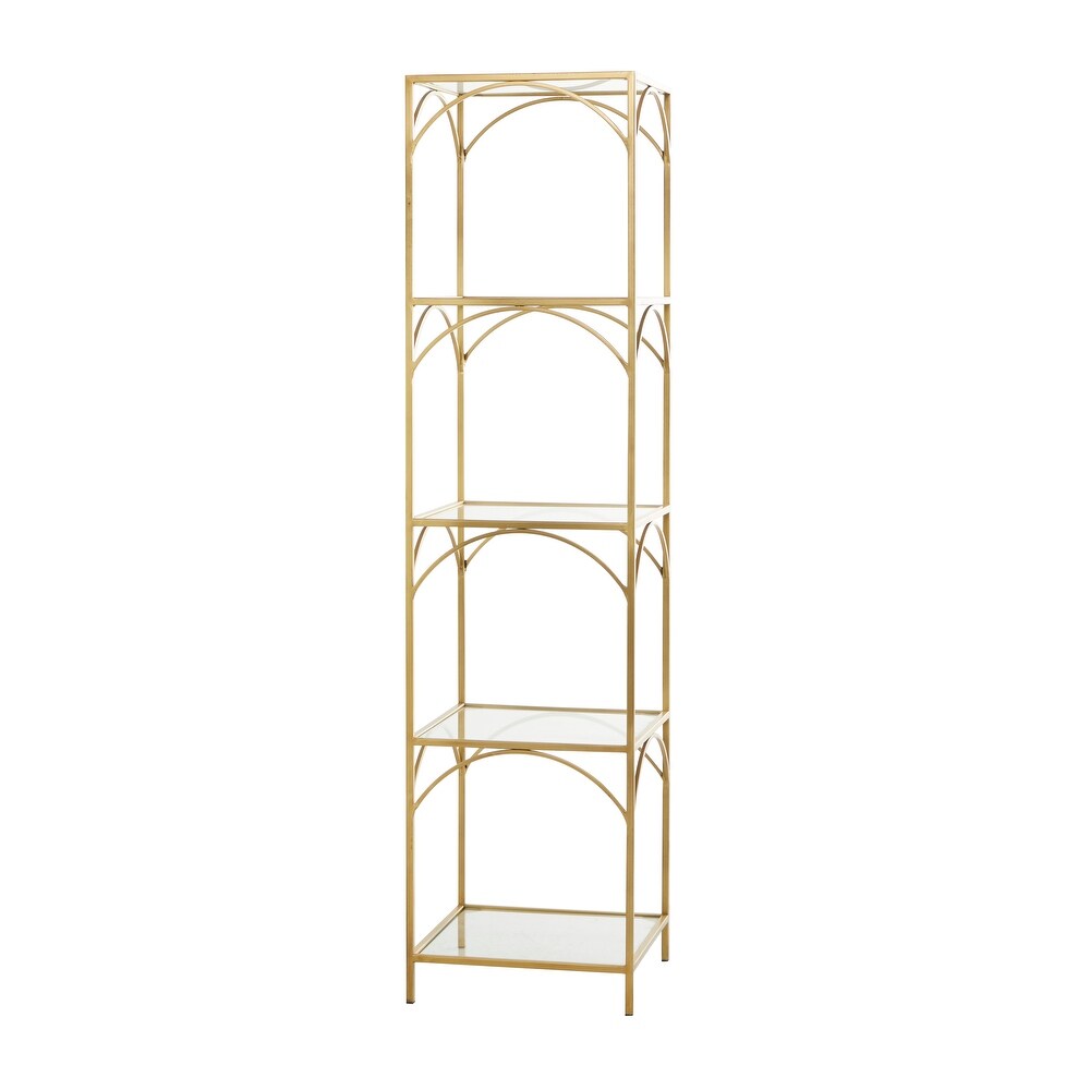 Gold Metal 5 Shelves Shelving Unit   56 x 14 x 14