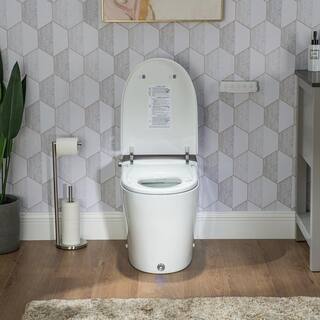 Casta Diva CD-Y080 Elongated Smart Bidet Tankless Toilet in White with Auto OpenClose Lid Foot Kick Operation1.28GPF CD-Y080