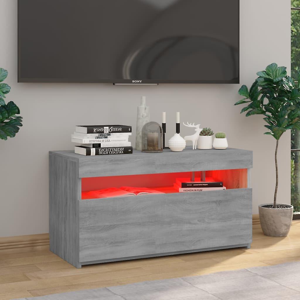 Tv Cabinet With Led Lights Grey Sonoma 75x35x40 Cm