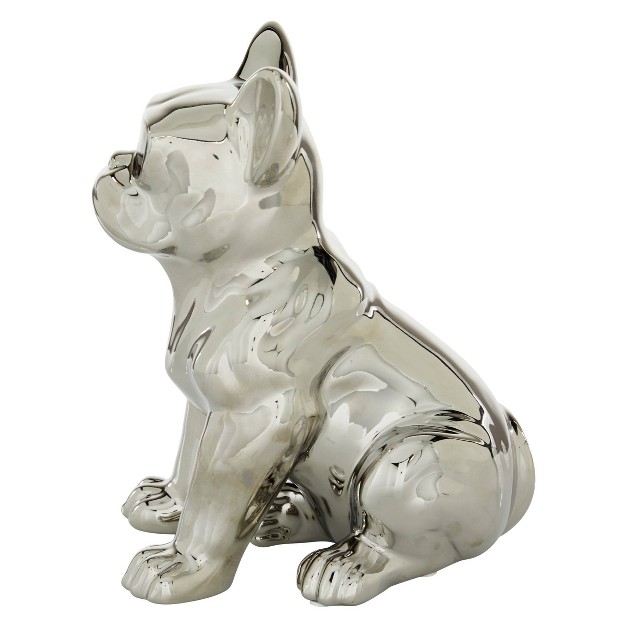 Ceramic Bulldog Sculpture With Sunglasses Silver Cosmoliving By Cosmopolitan