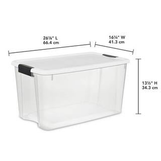 Sterilite 70 Qt. Plastic Stacking Storage Box in White Lid and Clear Base with Black Latches (12-Pack) 12 x 19889804