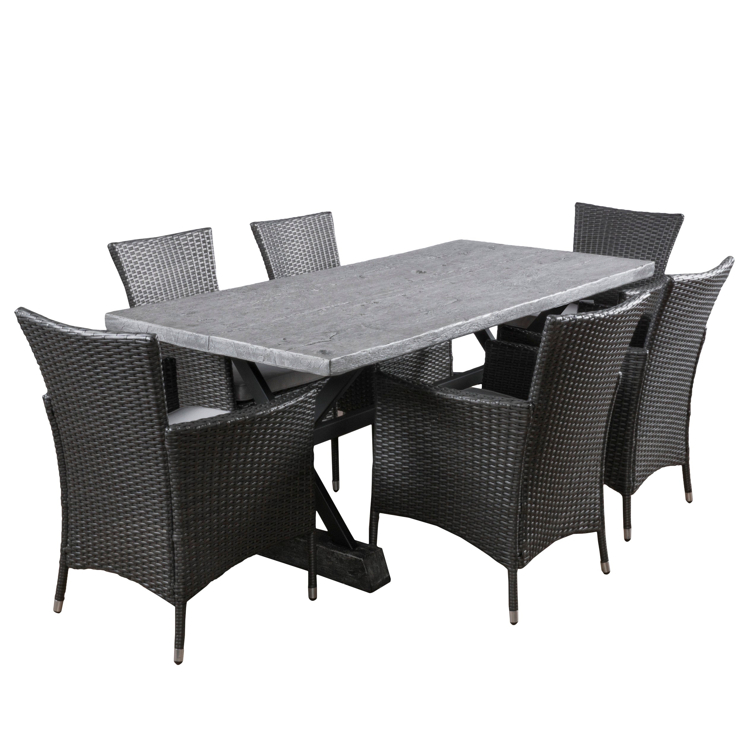 Myrtle Outdoor 7 Piece Lightweight Concrete Dining Set