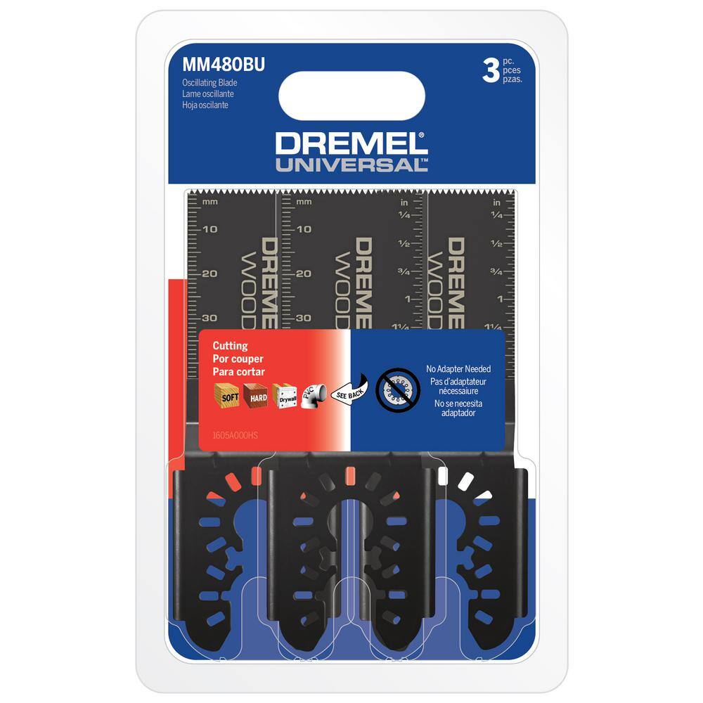 Dremel Universal 1-14 in. Wood Flush Cutting Oscillating Multi-Tool Blade (3-Piece) MM480BU