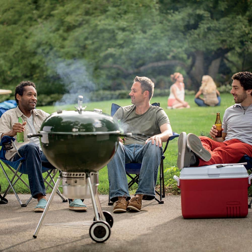 Weber 22 in. Original Kettle Premium Charcoal Grill in Green with Built-In Thermometer 14407001