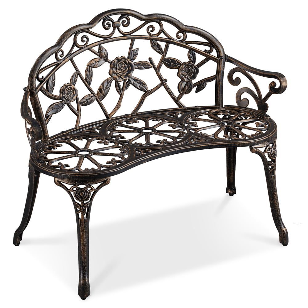 Easyfashion Outdoor Durable Cast Aluminum Bench - Bronze