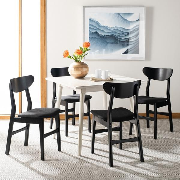 Massell Retro Dining Chair set of 2 Black/Black   Midcentury   Accent Chests And Cabinets   by Peachtree Fine Furniture  Houzz