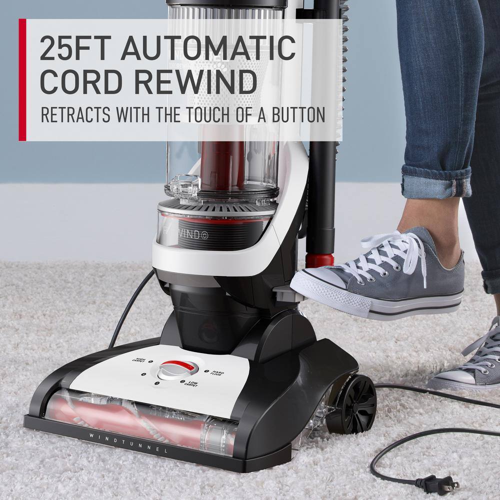 HOOVER WindTunnel Bagless Pet Upright Vacuum Cleaner with Automatic Cord Rewind and Steam Complete Pet Steam Mop UH71320-WH21000