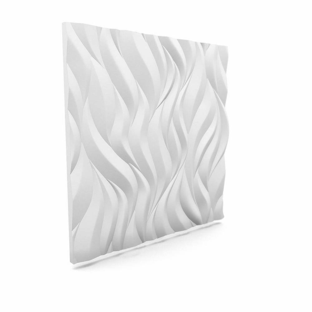 A La Maison Ceilings Flames Plain White 2 ft. x 2 ft. Seamless Foam Glue-up 3D Wall Panel (24 sq. ft.case) FM-SWP-PW-6