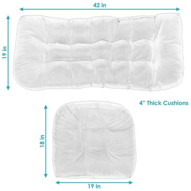 Sunnydaze Indoor outdoor Olefin Polyester Replacement Settee Back And Seat Cushion Set For Bench Couch Or Loveseat 3pc