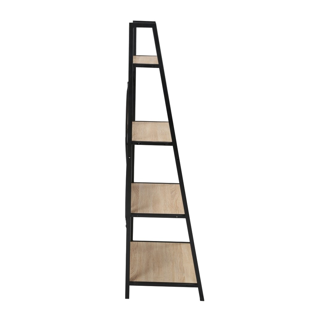 Carbon Loft Cavendish Open Oak Wood 4 tier Storage Ladder Bookcase   53\