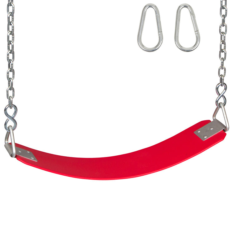 Swing Set Stuff Inc. Commercial Rubber Belt Seat with Chains and Hooks (Red)