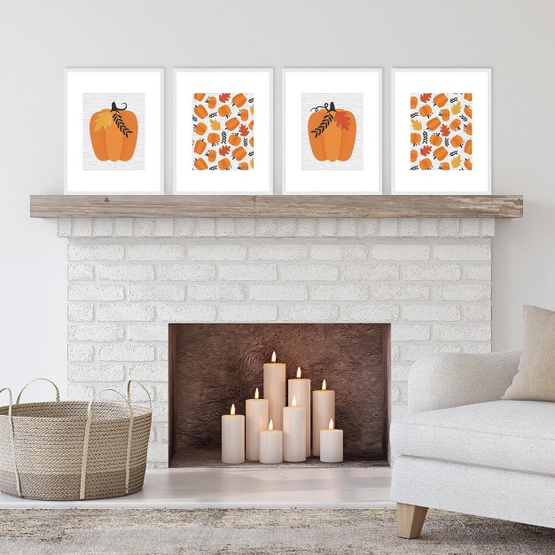 Big Dot Of Happiness Fall Pumpkin Unframed Autumn Halloween And Thanksgiving Linen Paper Wall Art Set Of 4 Artisms 8 X 10 Inches