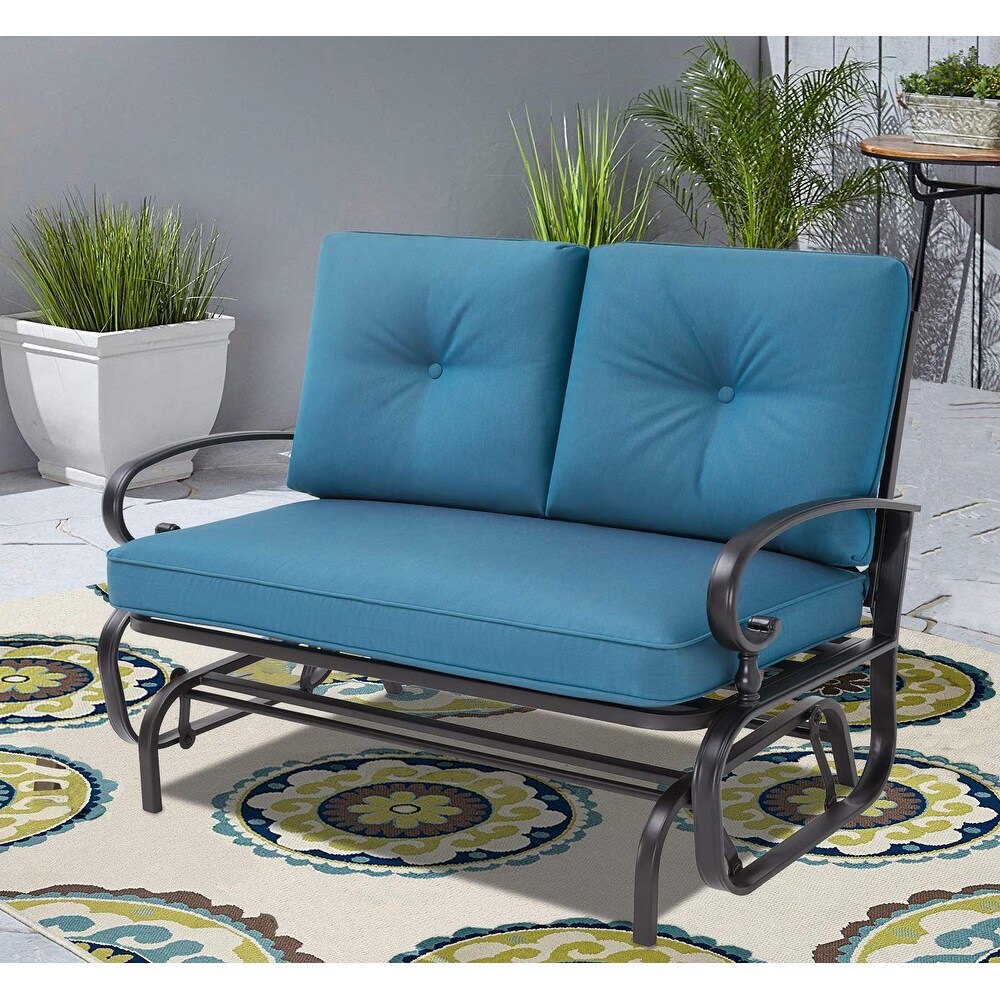 Nista Outdoor Glider Bench Rocking Chair with Cushions by Havenside Home