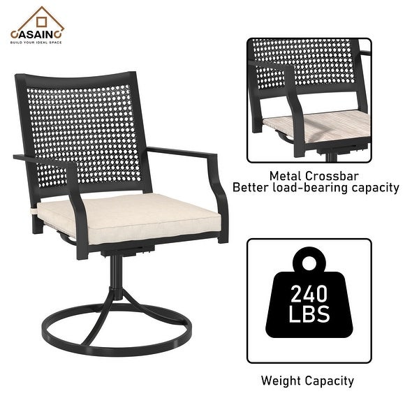 2 Textilene Fabric Iron Frame Swivel Dining Chairs