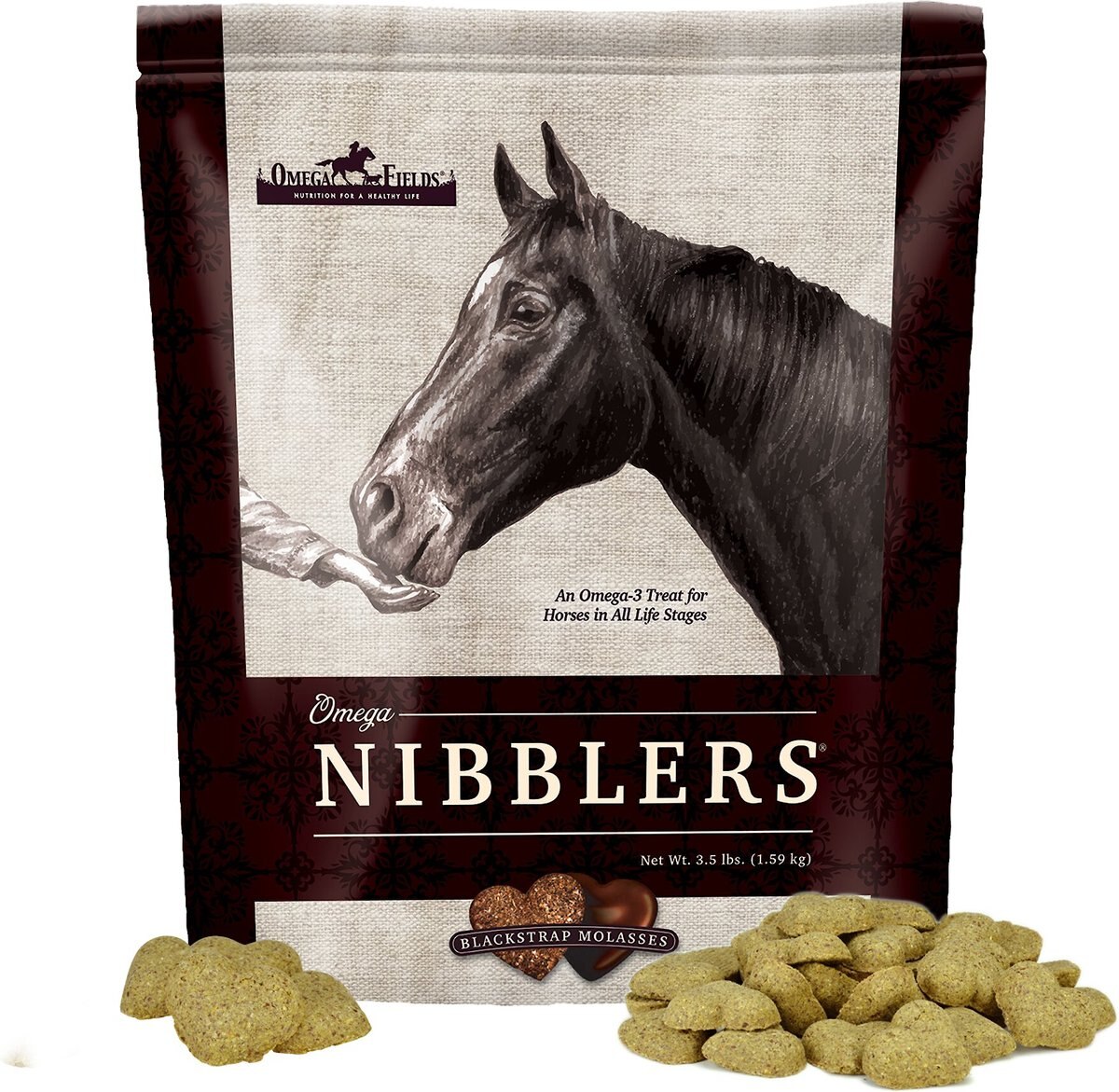 Omega Fields Omega Nibblers Blackstrap Molasses Flavor Chews Horse Supplement