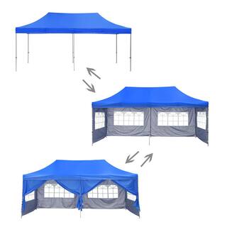 OVASTLKUY 10 ft. x 20 ft. Blue Pop up Canopy Tent MAOV-ODF014BL