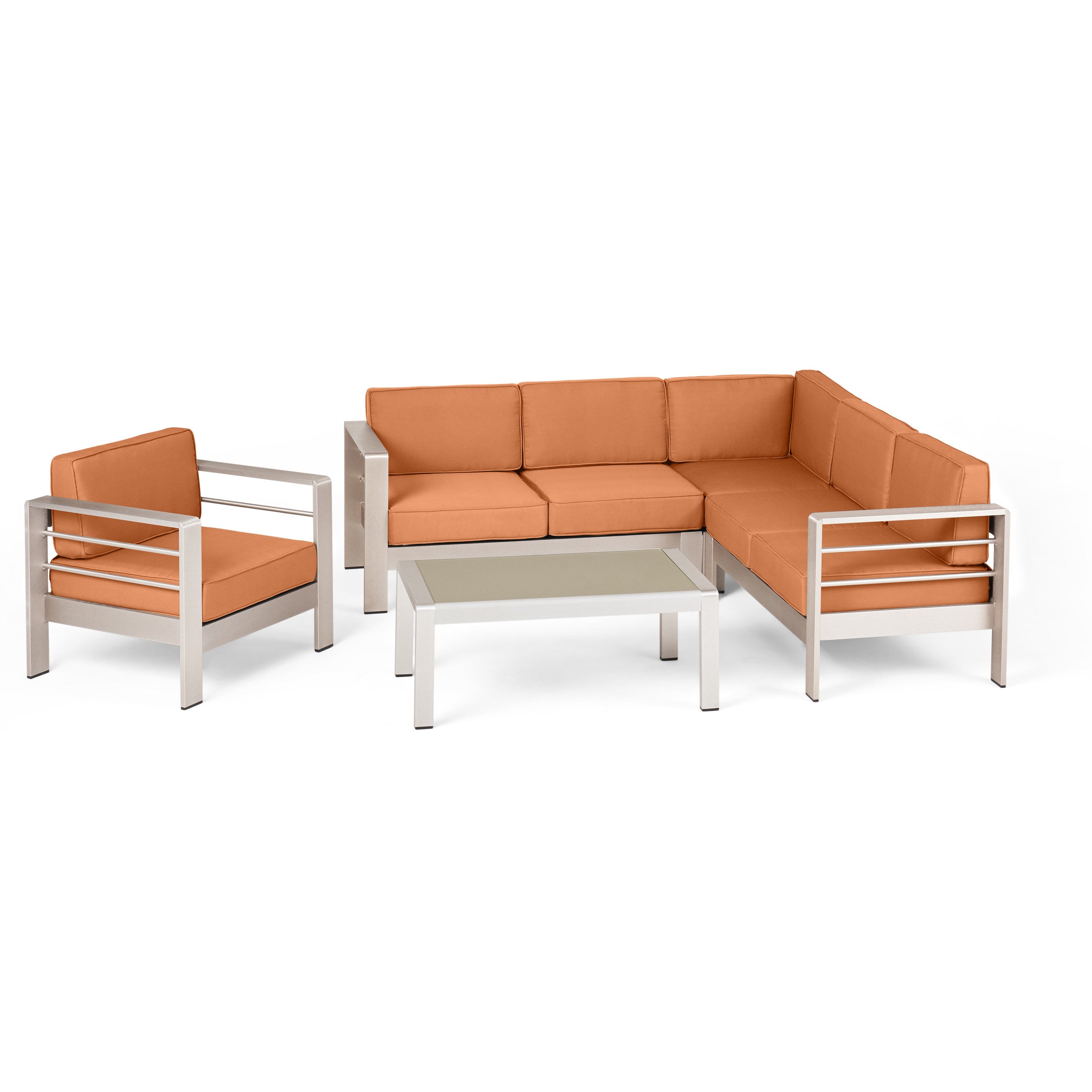 Crested Bay Outdoor Aluminum 5 Piece Sofa Set with Sunbrella Cushions