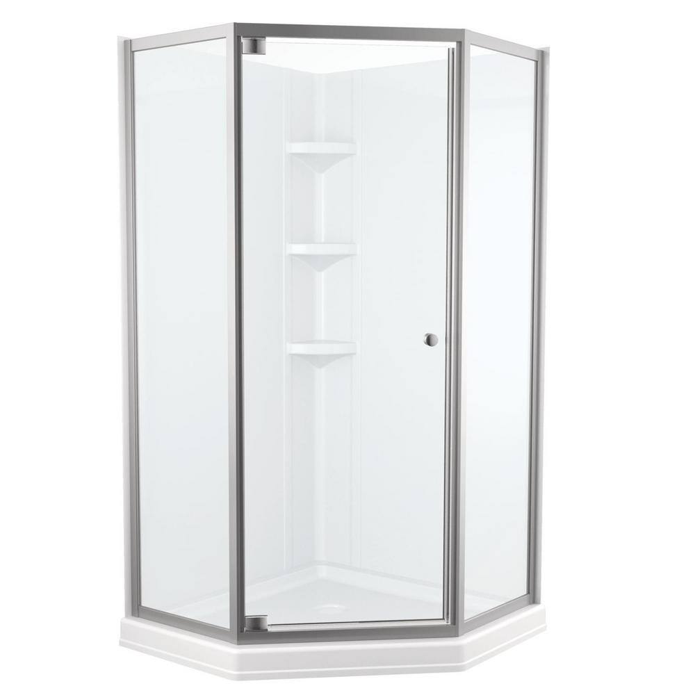 Delta Foundations 38 in. W x 74 in. H Neo-Angle Pivot Framed Corner Shower Enclosure in Chrome B99912-3838-PC