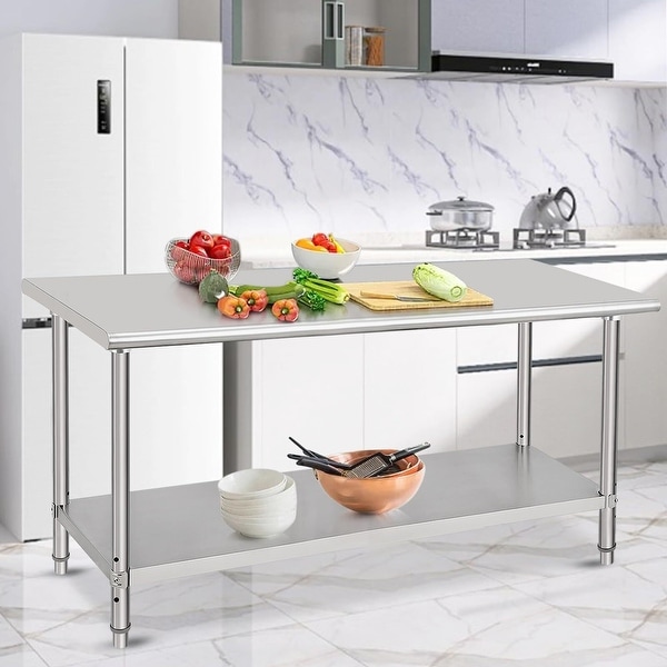 Stainless Steel Table for Prep and Work 72 x 30 x 35 Inch