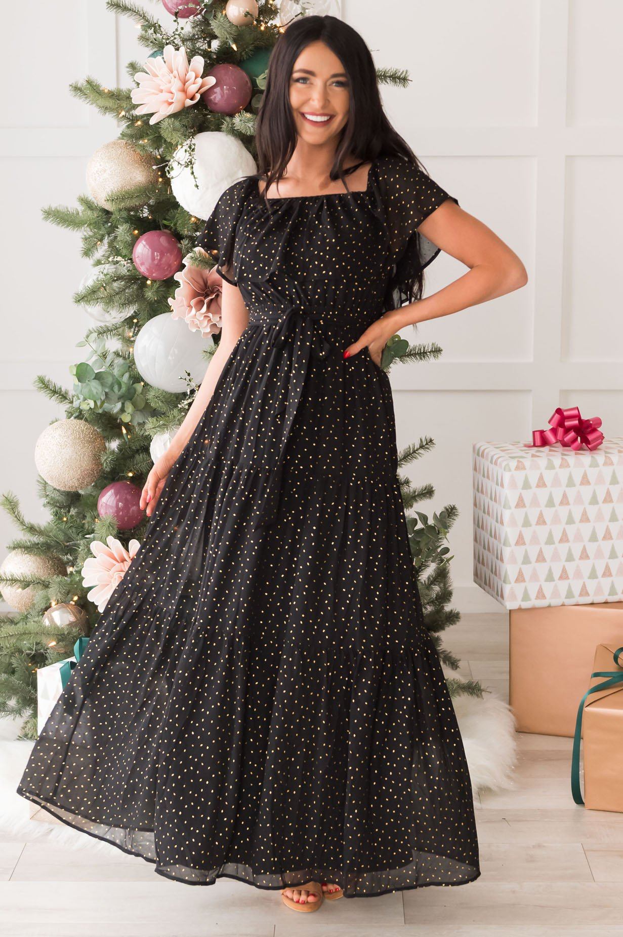 The Caroling Diamond Confetti Modest Maxi