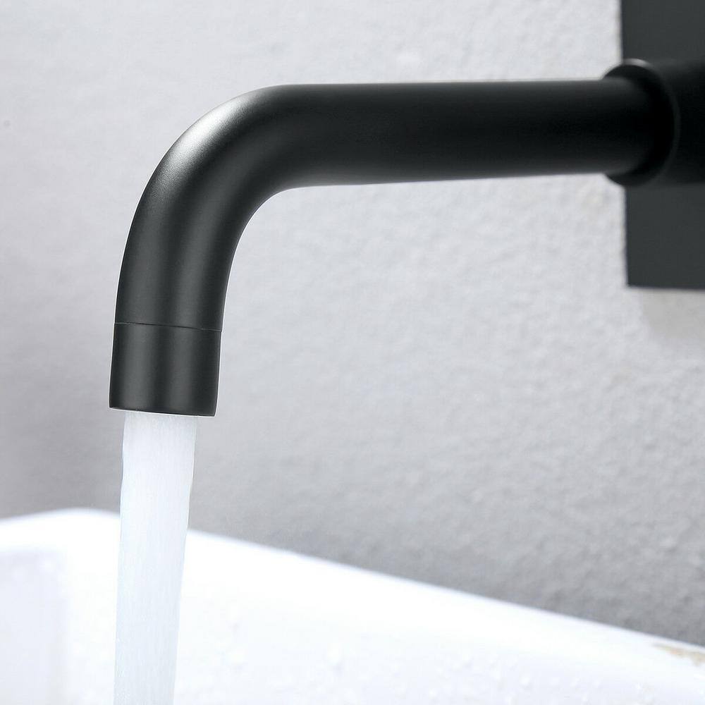 WELLFOR Single-Handle Wall Mounted Faucet with Cover Plate in Matte Black WB-H#RB022YB