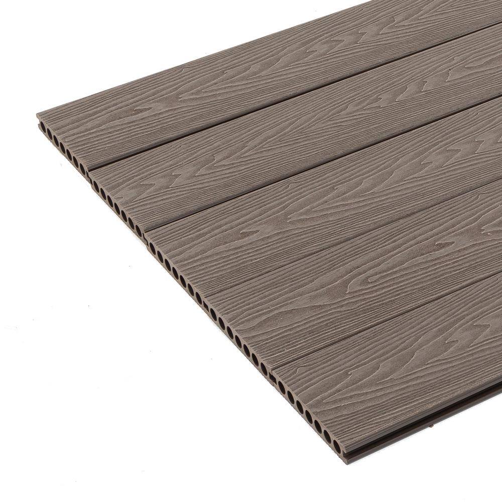 Kahomvis 910 in. x 5-45 in. x 7.2 ft. Embossing Brown Wood Plastic Composite Decorative Floor Decking Board 5-Piece Set Yea-LKD0-142