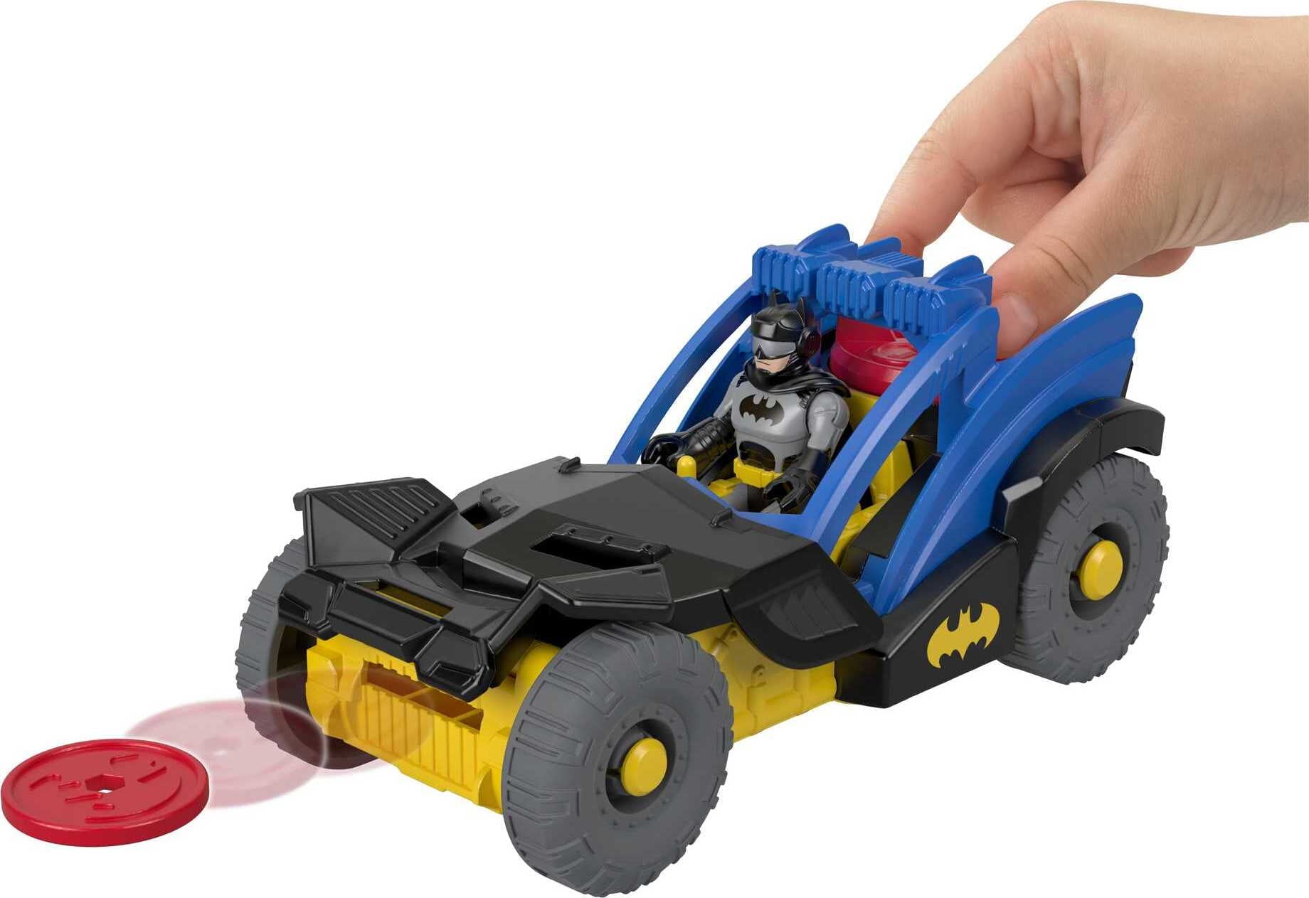 Imaginext DC Super Friends Batman Toy Rally Car with Disk Launcher and Figure， Preschool Toys