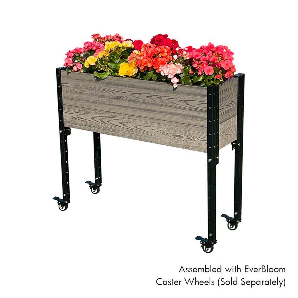 EverBloom 36 in. L x 12 in. W x 28 in. H Elevated Composite Trough Planter in Grey E283612G