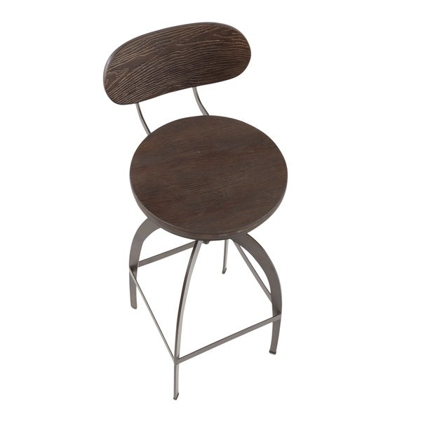 Carbon Loft Goddard Industrial Metal and Wood Mid-back Bar Stool