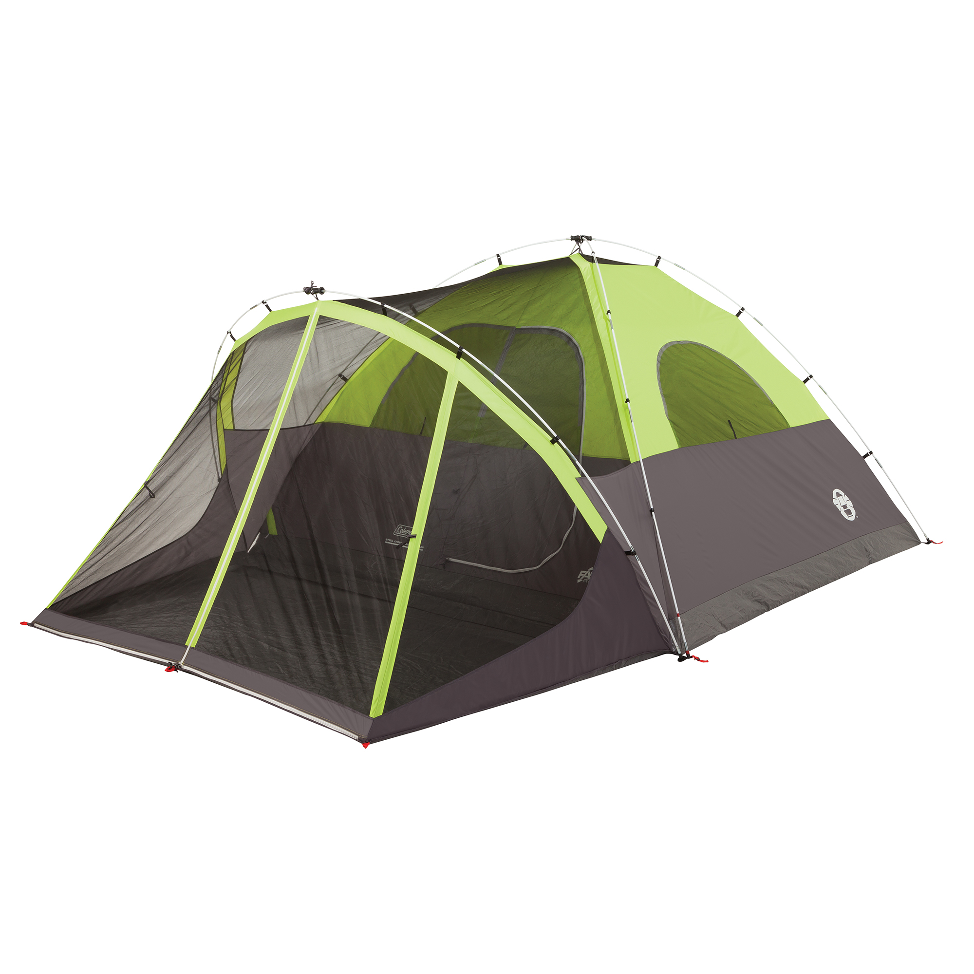 Coleman® 6-Person Steel Creek™ Fast Pitch™ Dome Camping Tent with Screen Room， Green