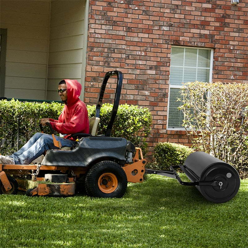 Push/Tow-Behind Lawn Roller with Detachable Handle 30 Gallon Water/Sand-Filled Sod Drum Roller for Garden Yard Park Farm