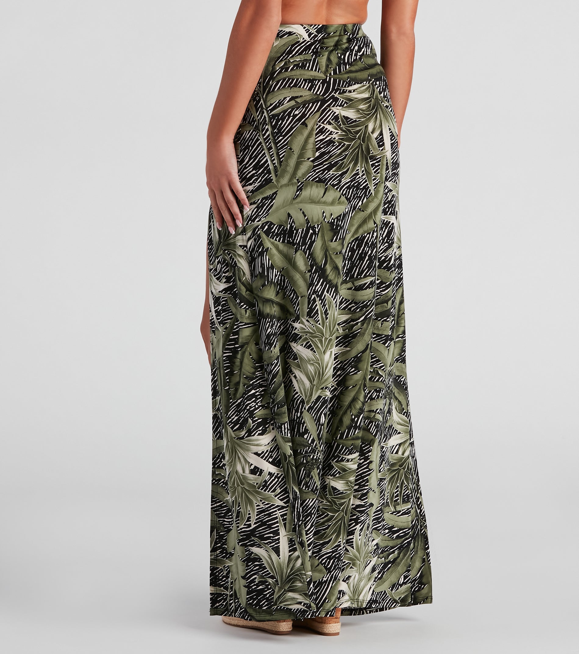 Cali Palms Tropical Slit Maxi Skirt