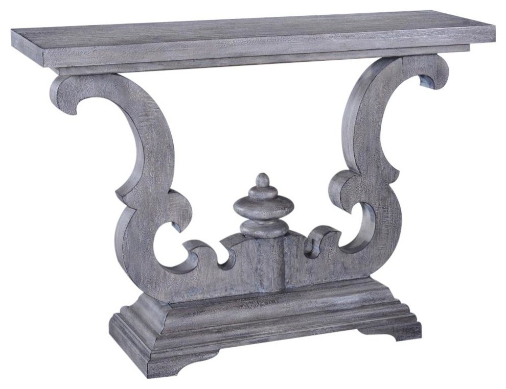 Console Table Cambridge Weathered Gray  Solid Wood Old World Scroll   Traditional   Console Tables   by EuroLuxHome  Houzz