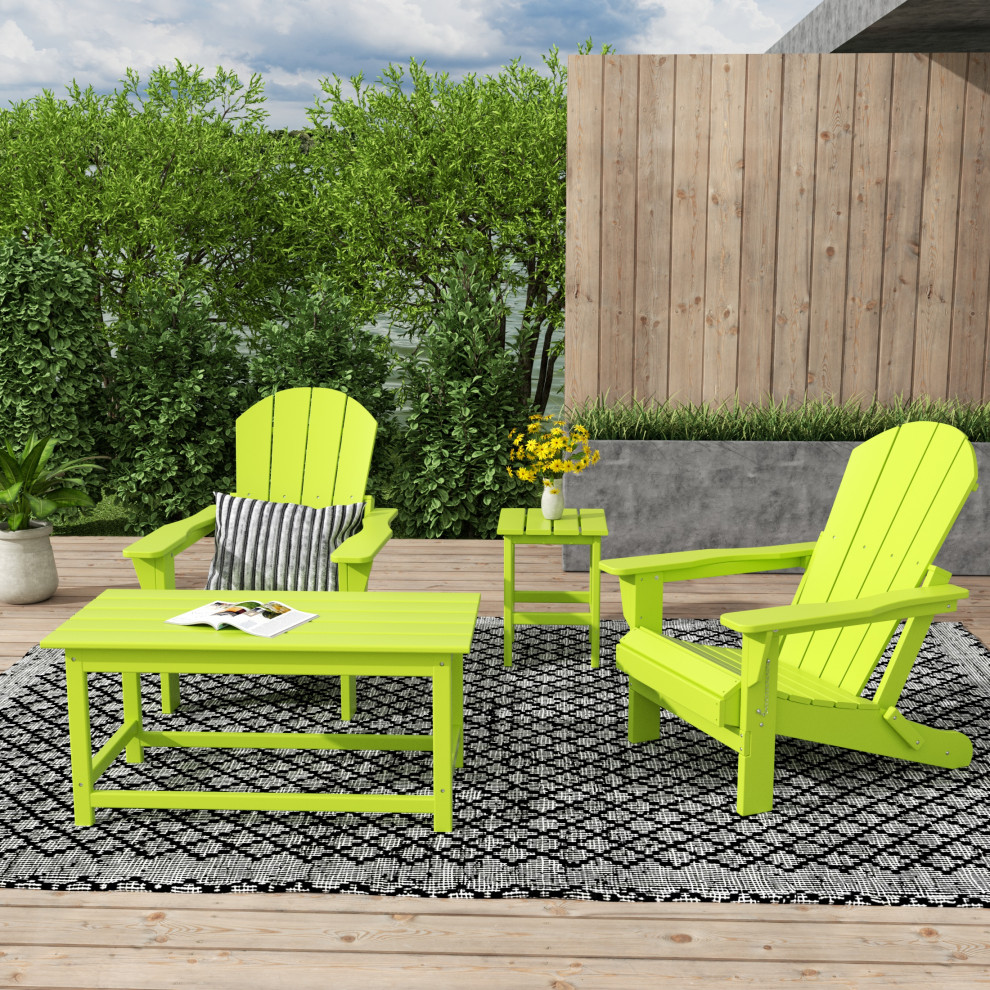 WestinTrends 4PC Outdoor Patio Adirondack Chairs w/ Side and Coffee Table Set   Contemporary   Outdoor Lounge Sets   by WestinTrends  Houzz