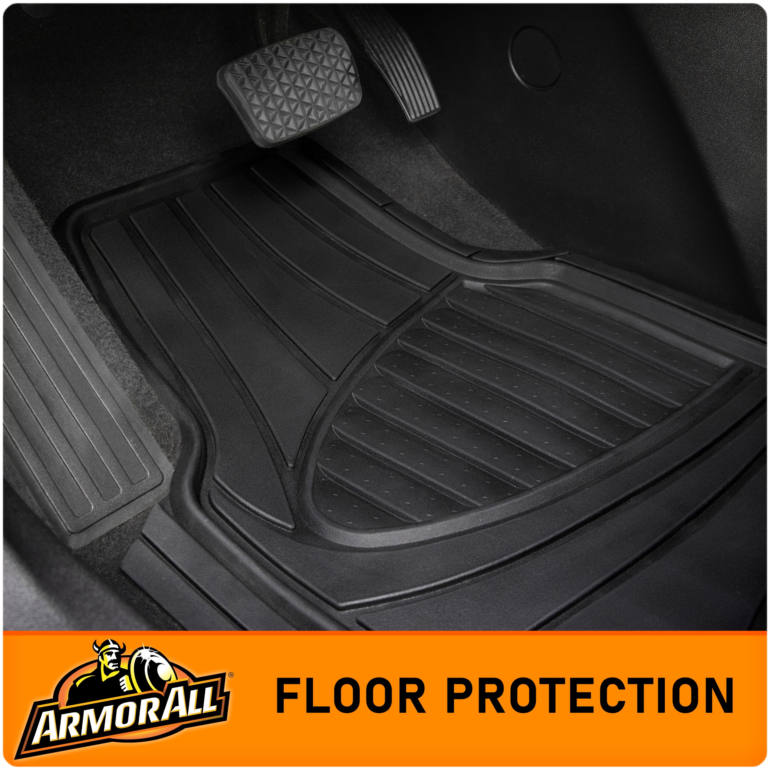 Armor All 4-Piece Black Rubber Car， Truck， SUV Floor Mats， All Weather Protection， Auto， Universal， Custom， Set， Front， Back