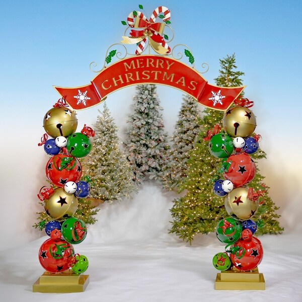 Large Iron Merry Christmas Archway with Santa's Elves