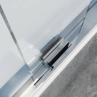 MCOCOD 60 in. W x 60 in. H Double Sliding Semi-Frameless Tub Shower Door in Chrome with Smooth Sliding and 14 in. (6 mm) Glass DS06E-60x60-CH