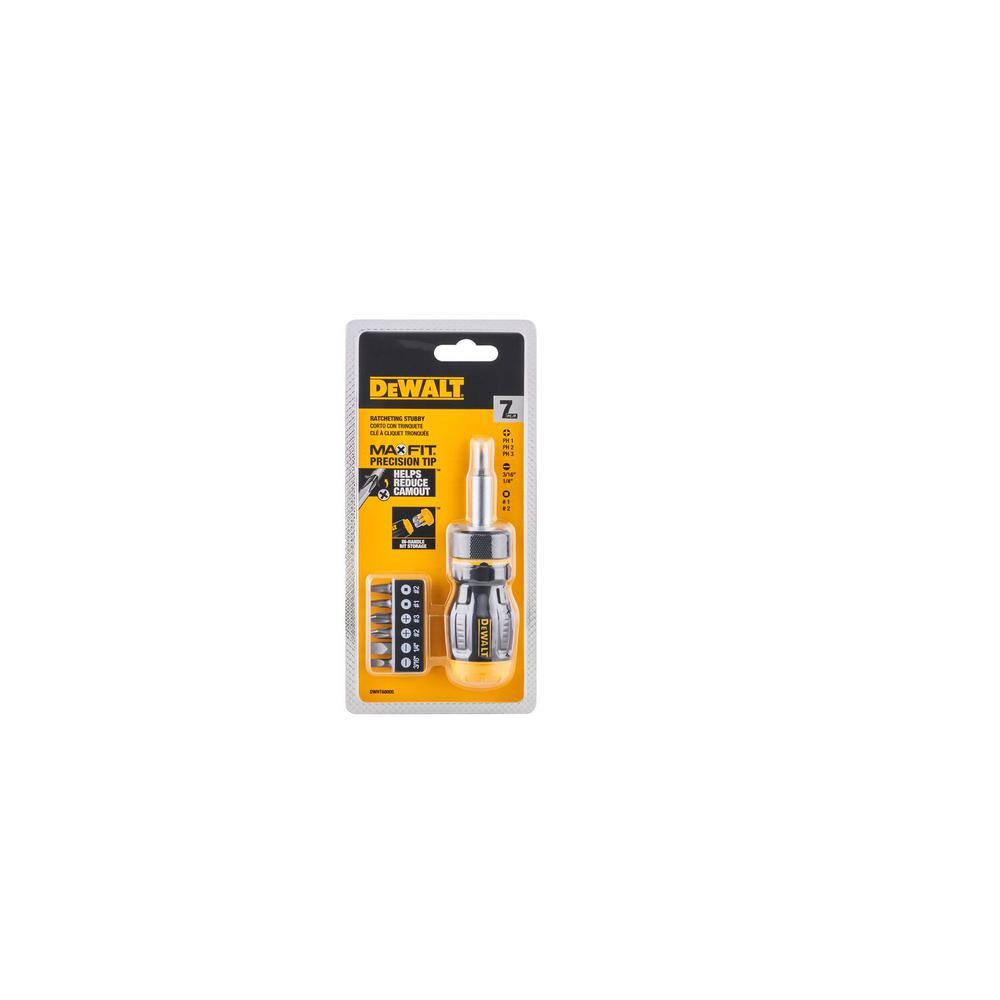 DW Multi-Bit Ratcheting Stubby Screwdriver Set (7-Piece) DWHT68005