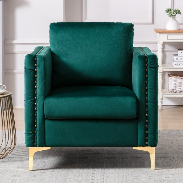 Tufted Button Accent Chair with Steel Legs