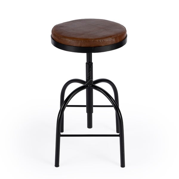 Clyde Black Leather Adjustable Bar Stool