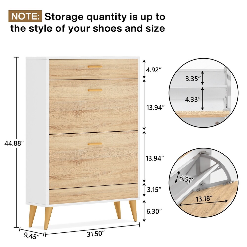 Shoe Cabinet  16 Pair Shoe Rack Storage Organizer with Drawer