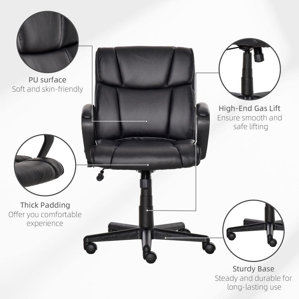 Vinsetto Black PU Sponge Steel Nylon Massaging Office Chair with Adjustable Height 921-442