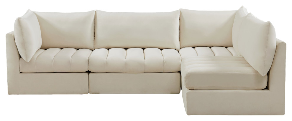 Jacob Velvet Upholstered L Shaped Modular Sectional   Transitional   Sectional Sofas   by Meridian Furniture  Houzz