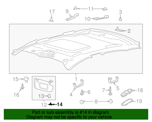 Genuine OE Ford Sun-Visor Cap - DS7Z-54672A40-AQ