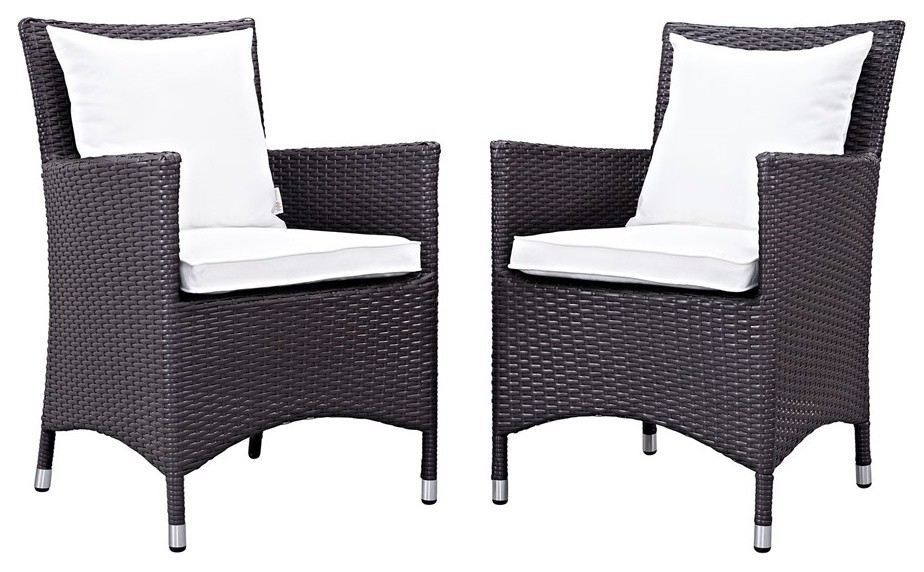 Modway Convene Armchair  Espresso  Beige  Set of 2   Tropical   Outdoor Dining Chairs   by ShopFreely  Houzz