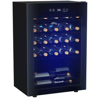 Honeywell 18.9 in. 24-Bottle Wine Cooler and 24-Can Beverage Cooler in Black with Digital Thermostat H24WCB