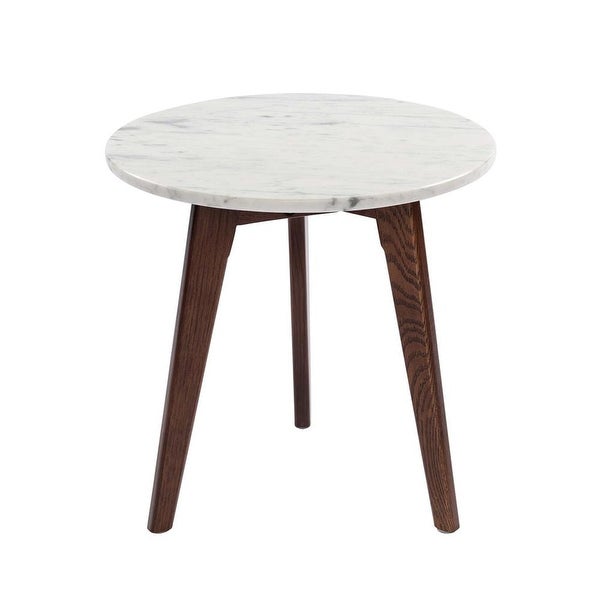 Carson Carrington Tang 15-inch Round Italian Carrara Marble Table - 15.5