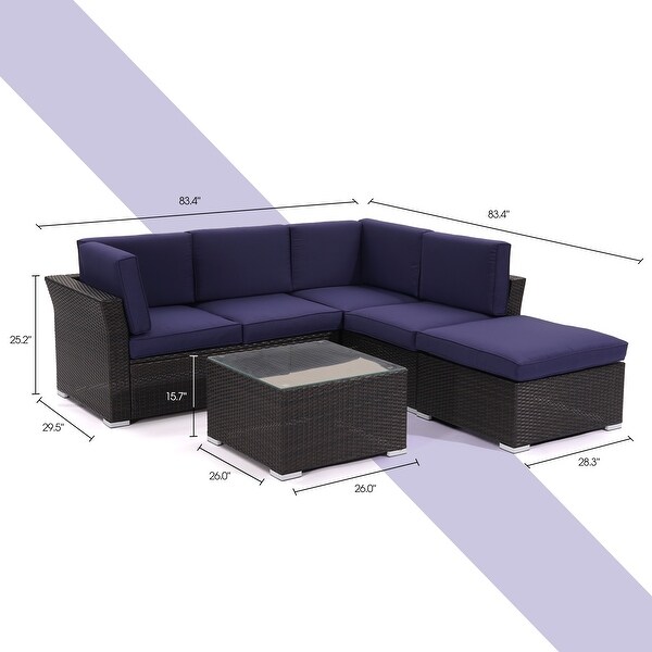 4 pieces Outdoor Patio Furniture Rattan Conversation Sofa Sectional Sets - Overstock - 33808766